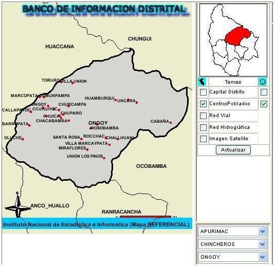 Plano de Ongoy y sus centros poblados